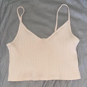 H&M Divided Cream/Pink Colored Rib Knit Crop